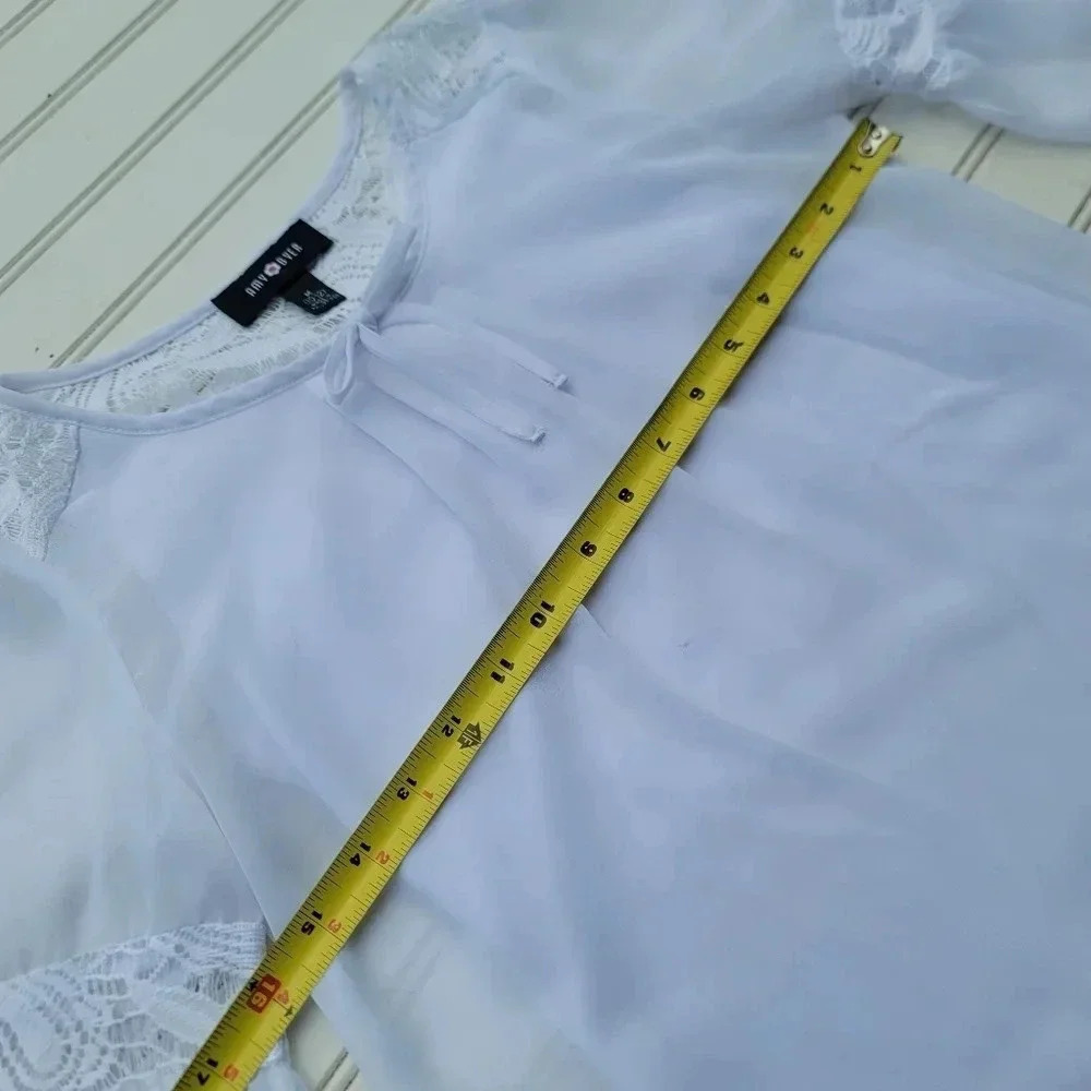 Amy Byer Girls Lace Accent Formal Top Blouse White M (10/12) - Picture 4 of 8